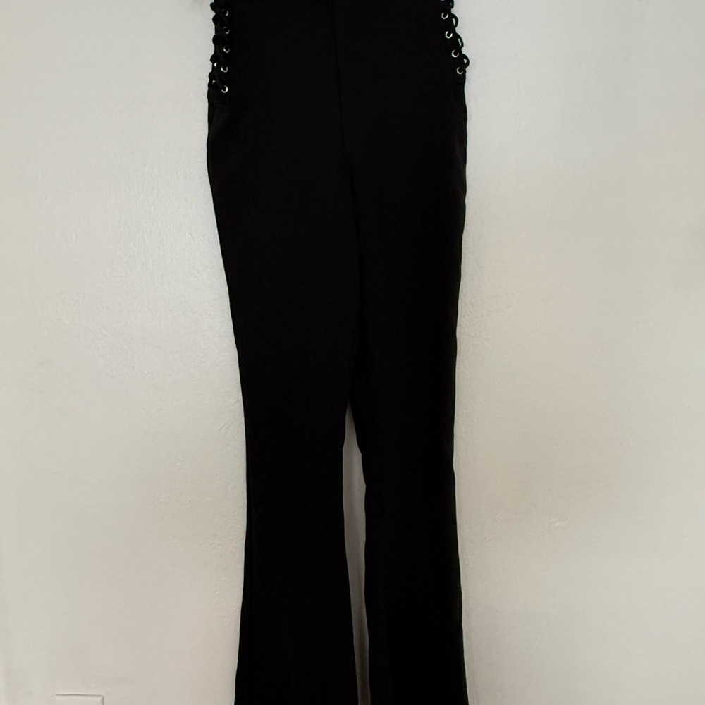 Princess Polly Black Flare Pants with High-Waist Design